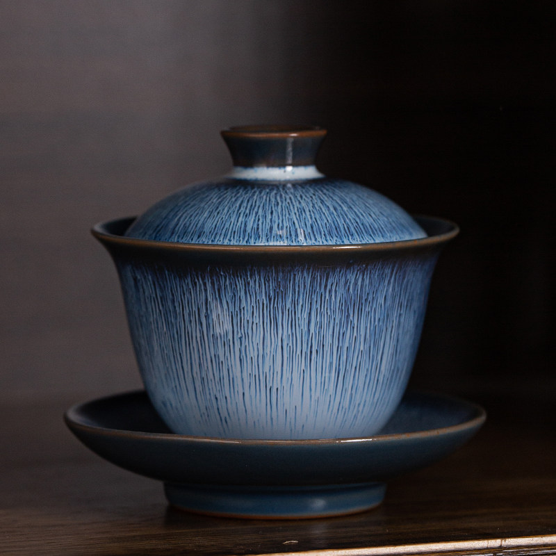 Kiln Transformation Jianzhan Sancai Gaiwan Teacup Single Ceramic Household Kung Fu Tea Set Large Tea Maker Tianmu Glazed Tea Bowl - Taobao