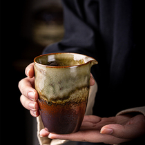 Antique wood-fired justice cup handmade coarse pottery tea sea ceramic household tea distributor Japanese retro kung fu tea set accessories