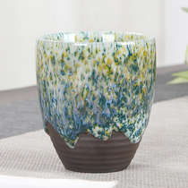 Taiwan pure handmade Zhiye baked ceramic tea set tea cup single cup tea cup thick pottery master cup large