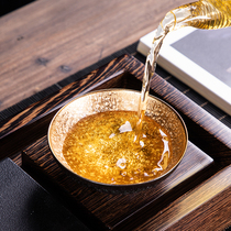 Gold teacup pure gold 24k gilt 999 pure gold teacup master cup golden lettering ceramic single cup large