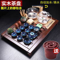 Tea set set Household complete set of purple sand kung fu integrated simple small tea table solid wood tea tray automatic electric magnetic stove