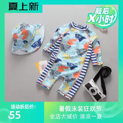 Korean children's warm one-piece Beach swimsuit suit boys sunscreen children's baby one-piece surf suit tide