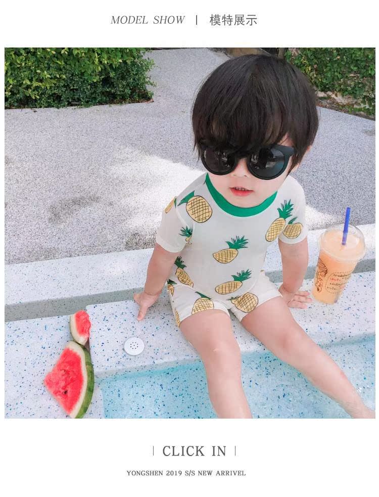 Hàn Quốc ins baby dứa dễ thương áo tắm một mảnh nam giới nhỏ bé chống nắng mùa xuân nóng tay ngắn lướt quần áo phù hợp với thủy triều - Bộ đồ bơi của Kid đồ bơi bé gái tay dài