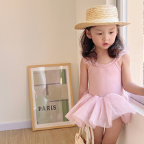 2022 New Girl Swimsuit Princess Wind Pink Yarn Dress Conjoined Swimsuit Woman Baby Resort Beach Swimsuit