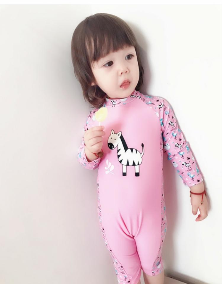 Korea Han Fan Children Đồ bơi cho bé gái Zebra Zebra Kem chống nắng UV Baby Warm Spa Bộ đồ tắm đồ bơi bé gái