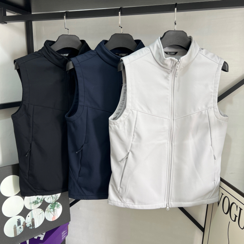 Outdoor Function, Soft Shell with Thin Fleece, Autumn Style Stand-Up Collar Sports Casual Soft Shell Vest, Men's Windproof Vest Jacket Outdoor Function, Soft Shell with Thin Fleece, Autumn Style Stand-Up Collar Sports Casual Soft Shell Vest, Men's Windproof Vest Jacket