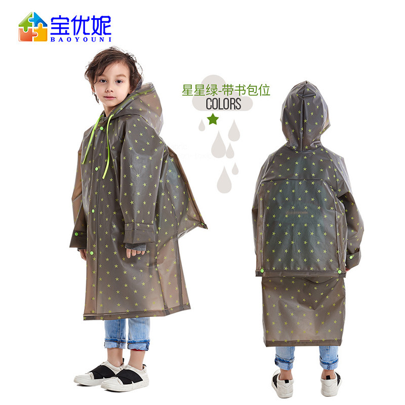Bao Yuni children's raincoat boys elementary school students with school bag seat full body waterproof girls thick big kids poncho