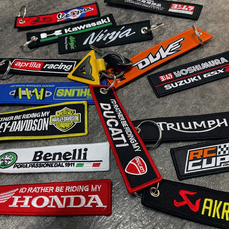 Motorcycle Keychain, Motorcycle Embroidered Key Strap, Personalized Creative Short Cloth Lanyard, Modified Key Pendant