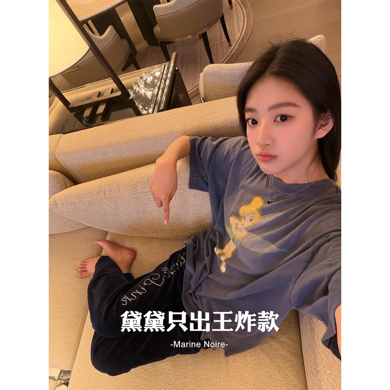 Dai Dai Only Releases the Best-Selling Jennie-Style Loose-Fitting Ripped and Distressed Floral Fairy Print Vintage T-Shirt Dai Dai Only Releases the Best-Selling Jennie-Style Loose-Fitting Ripped and Distressed Floral Fairy Print Vintage T-Shirt