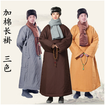Shangyuan Buddhist winter warm thickened short coat Monk clothing quilted jacket plus velvet monk clothing Cotton coat plus cotton short sleeve long coat