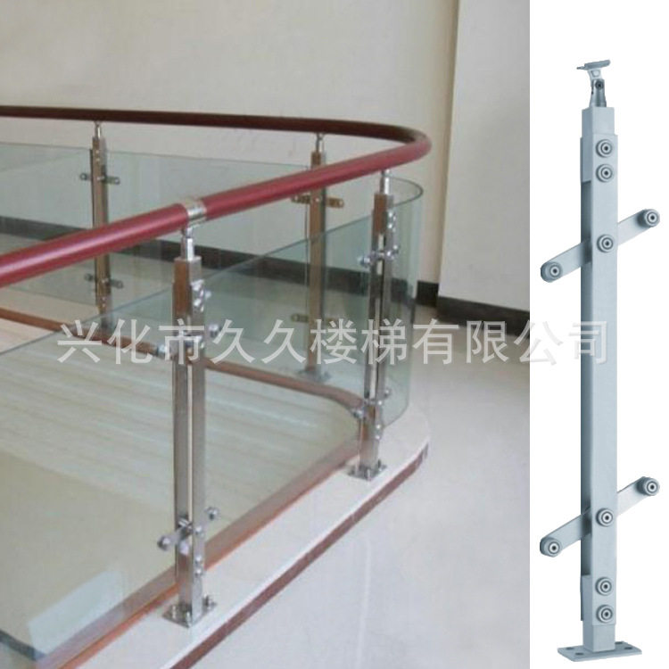 Manufacturers custom glass staircase handrails stainless steel villa home interior engineering balcony guardrail column