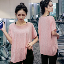 Plus size sports short sleeve t-shirt women loose fitness clothes yoga fat MM running room summer 200 jin slim top