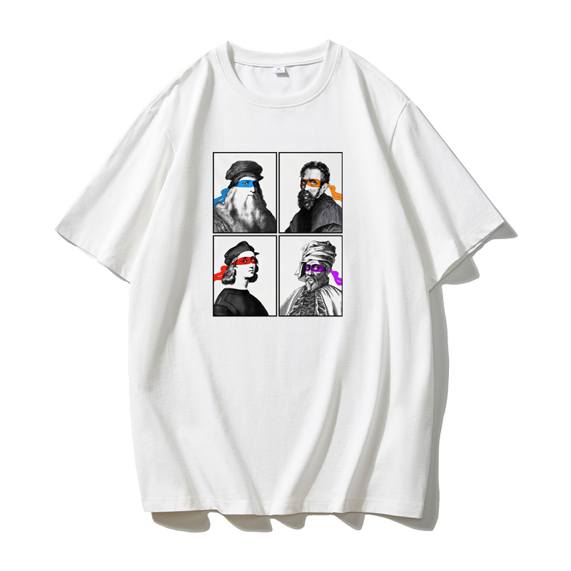 Tmnt Leonardo Raphael Donatello Michelangelo Art Painting Renaissance Short Sleeve Men's T-Shirt Tmnt Leonardo Raphael Donatello Michelangelo Art Painting Renaissance Short Sleeve Men's T-Shirt