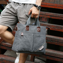 Handbag mens canvas bag briefcase mens casual business large capacity mens bag shoulder messenger bag cross-bag tide