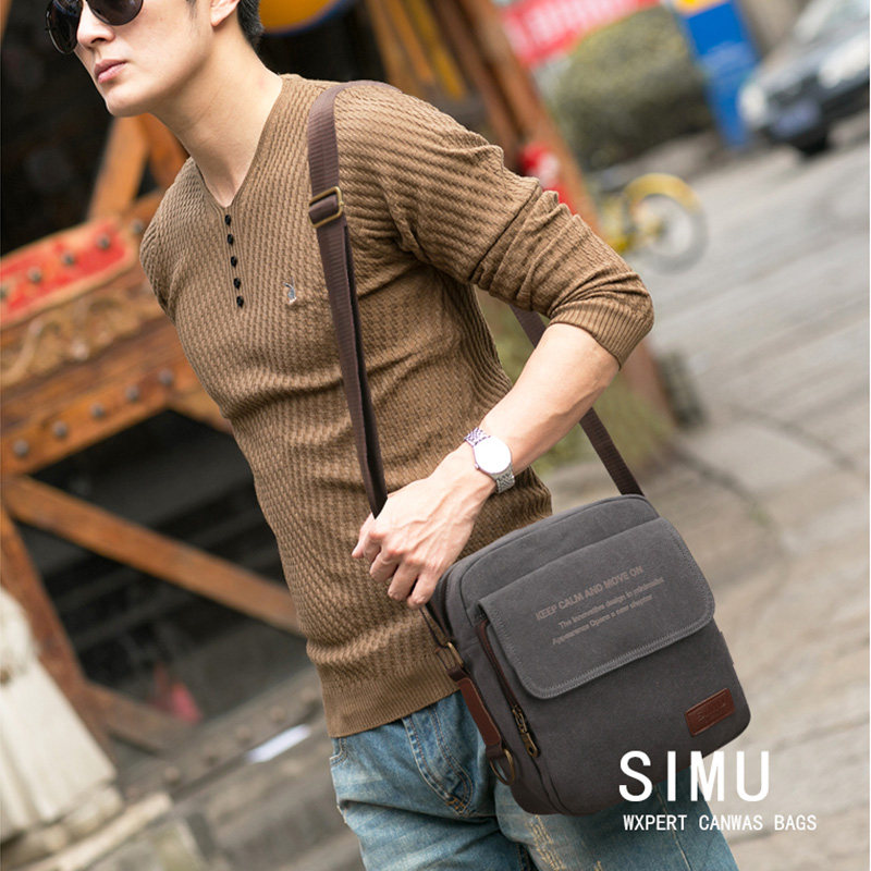 Single Shoulder Bag Men Sports Casual Large Capacity Student Brief Skew Satchel Bag Korean version Trend Tide Sailbag Satchel Satchel Bag