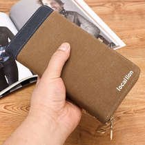 Mens handbag canvas wallet mens long Korean fashion handbag multifunctional multi-card youth money card bag