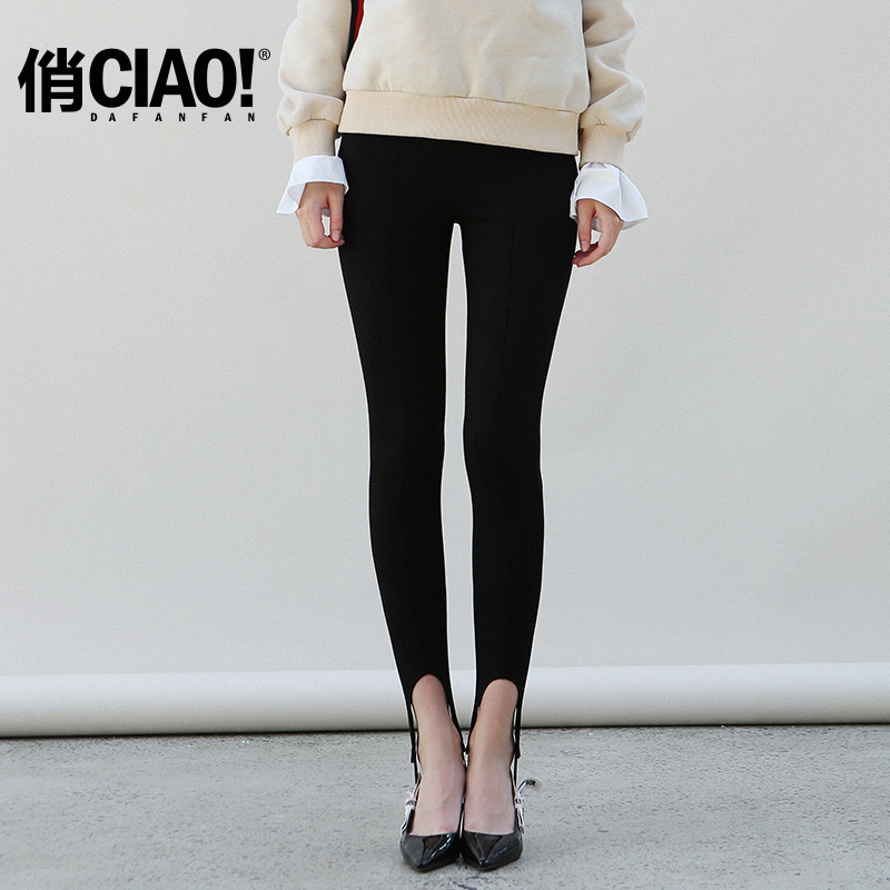 CIAO俏 秋季新款欧美性感修身黑色打底裤 女小脚铅