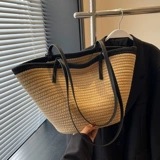 Вместительная и большая плетеная соломенная сумка через плечо, пляжная сумка на одно плечо, в западном стиле