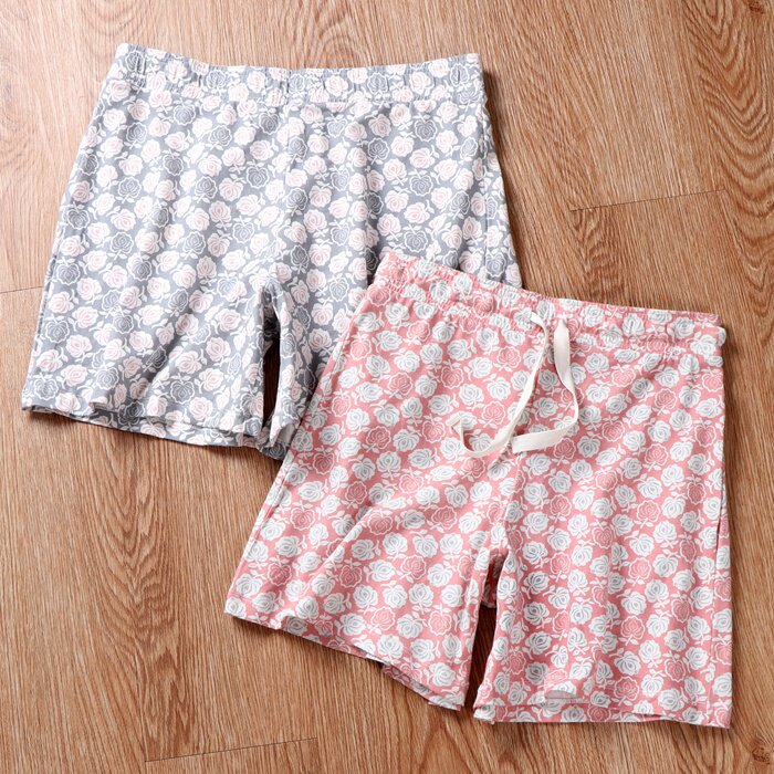 Ujia Shorts Women's Summer Ups Outline Shape Sleeping Pants Broken Flowers Pure Cotton Tightness Waist Loose original single L2026
