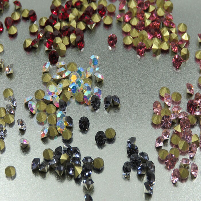 Colorful round boutique glass pointed bottom rhinestone diy handmade jewelry fill-up drill three-dimensional Czech drill material accessories