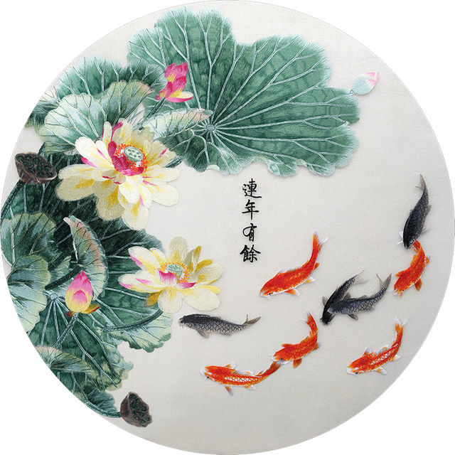 ການຖັກແສ່ວ Suzhou ທີ່ສວຍງາມ embroidery double-sided gauze translucent gauze heart-painted screen ເສັງເຂົ້າຫ້ອງໂຖງອຸດສາຫະກໍາຫນັກ lotus ມີຫຼາຍກ່ວາຫນຶ່ງສົ່ງເສີມການຂາຍໃນແຕ່ລະປີ