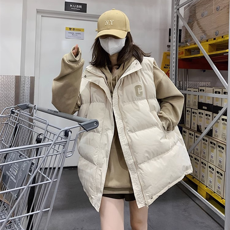 White Duck Suede Down Horse Chia Woman in the middle of autumn 2023 Autumn Winter Kan Shoulder Korean version Small outside wearing down jacket-Taobao