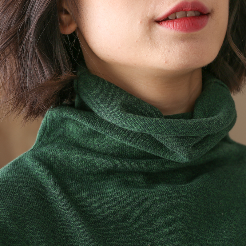 Left Ear Left Bank 100% Pure Cotton Turtleneck Sweater for Women, Stylish Autumn and Winter New Style Stacked Collar Base Knitwear Left Ear Left Bank 100% Pure Cotton Turtleneck Sweater for Women, Stylish Autumn and Winter New Style Stacked Collar Base Knitwear