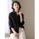 Left ear and left bank literary cotton and linen shirt women's new top design sense niche loose long-sleeved linen shirt