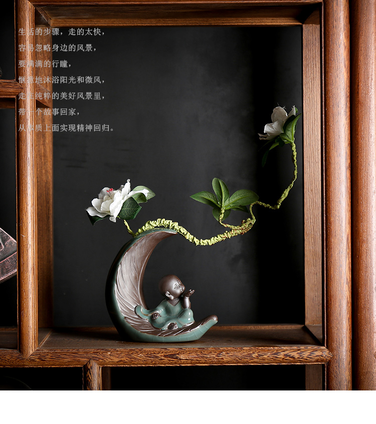 Sáng tạo Trung Quốc Zen Gốm Thủ công mỹ nghệ Trang trí Trang chủ Bàn học Trang trí Little Monk Hoa khô phòng ngủ đẹp đơn giản