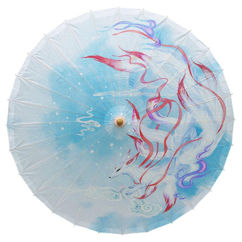 Classical oil paper umbrella nine-tailed fox Hanfu photography wedding cheongsam dance costume retro tung oil umbrella rainproof and sunscreen