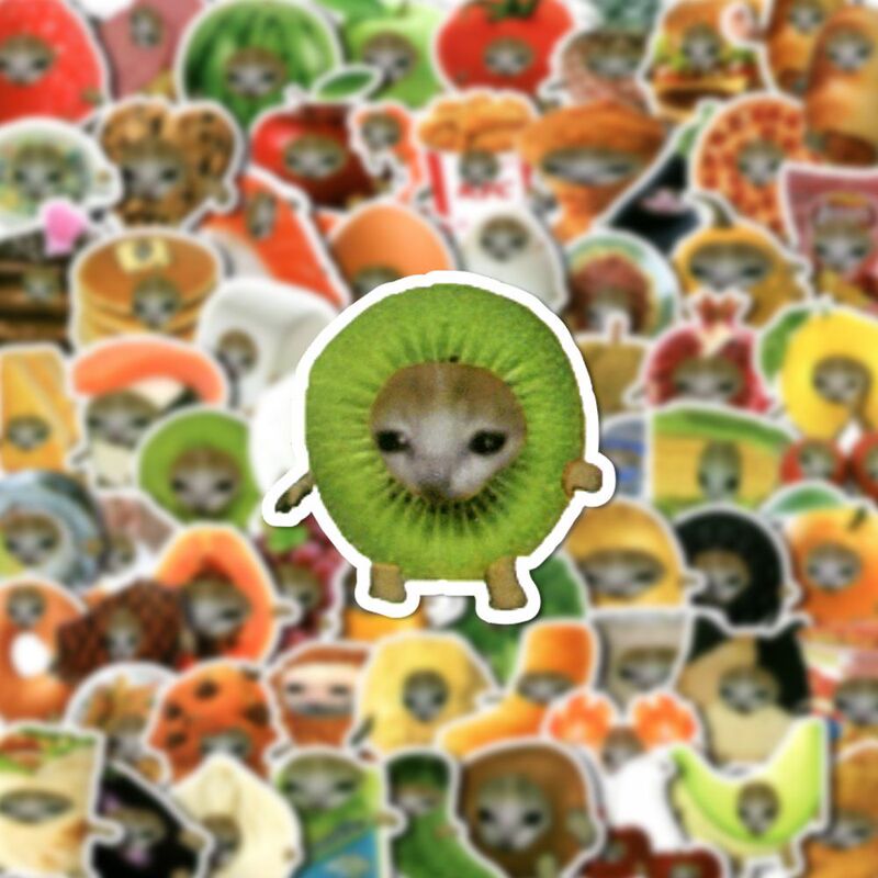 215 Pieces of ins Different Styles of Food and Cat Emoji Stickers, Cute and Funny Kitten DIY Decorative Stickers, Waterproof