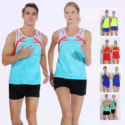 Summer track and field suit suit men and women's marathon running fitness training clothes quick-dry sprint competition sportswear