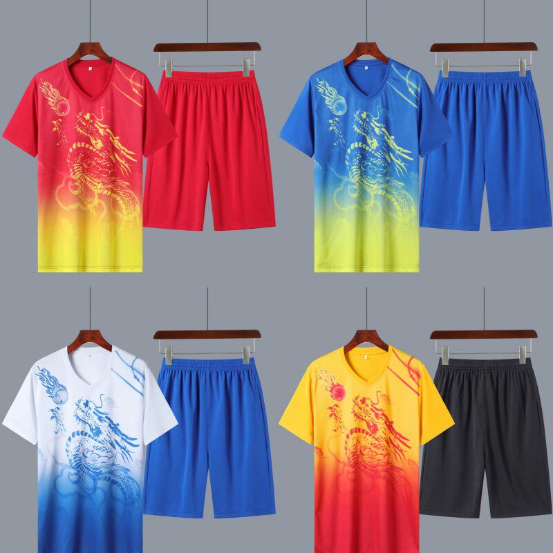 Soccer uniform suit group purchase custom dragon dragon boat competition uniform jersey training team uniform short-sleeved summer sportswear