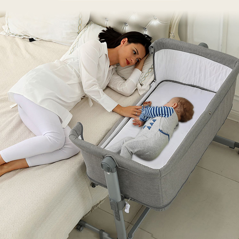 Portable crib splicing queen bed foldable multi-function newborn cradle bed baby bed middle bed