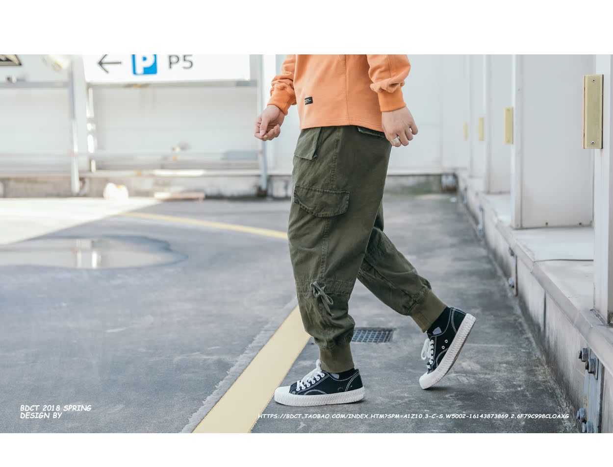 BDCT American retro nhiều túi rút dụng cụ quần bình thường Mùa thu màu rắn chân lỏng Quần Harlan chùm baggy nam