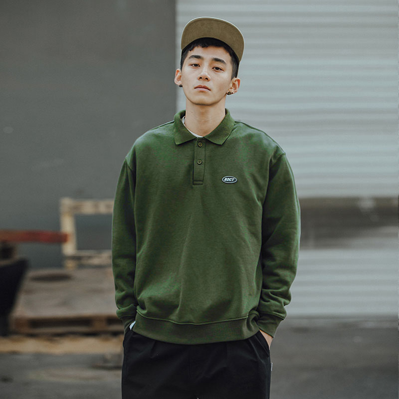 BDCT original polo shirt men's long-sleeved T-shirt men's loose autumn and winter tide brand sweater tide autumn lapel autumn top