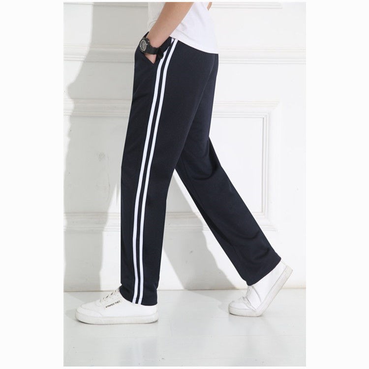 School uniform pants men's and women's spring and summer two bars navy blue dark blue sports pants two bars students thin section sports school pants