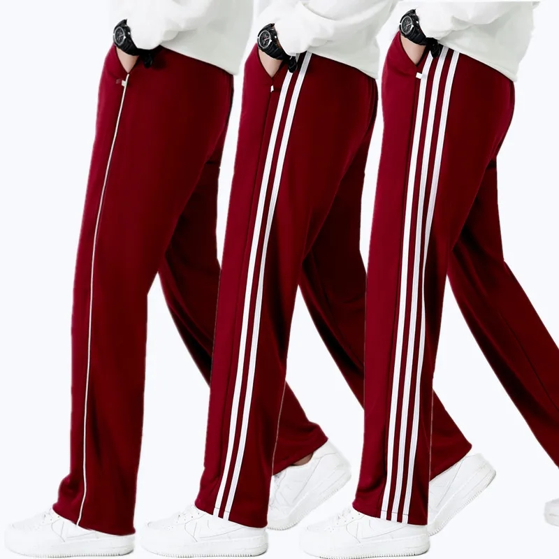 Spring Summer Thin Section Deep Red School Pants Elementary School Junior High School High School Students Pants Men And Women Dates Red Sports Pants Loose School Pants-Taobao