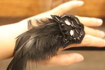Retro Japanese and Korean feather ring performance exaggerated dance party flower rose black ring party catwalk live Net Red