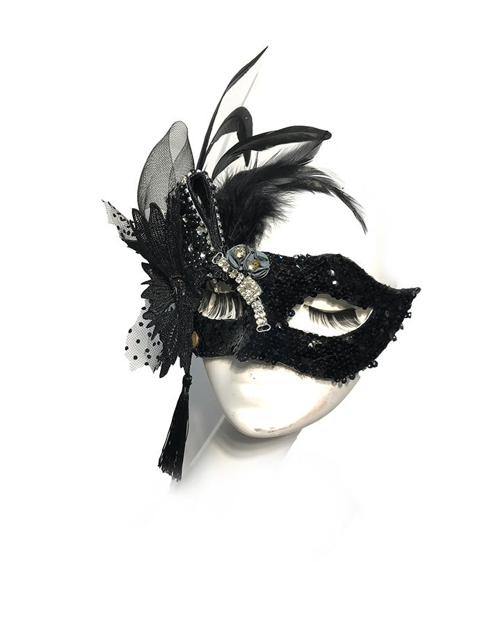 Black Angel Feather sparkle tassel Halloween party party prom beauty catwalk carnival mask masked