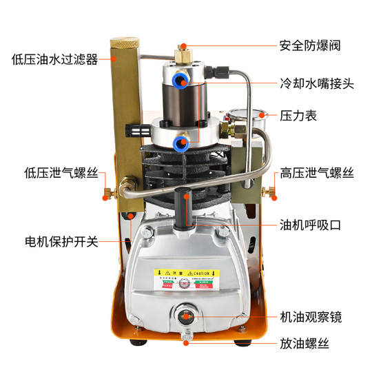 Малый компрессор высокого давления 30 МПа для дайвинга, 40 МПа для накачивания шин, электрический насос 220 В