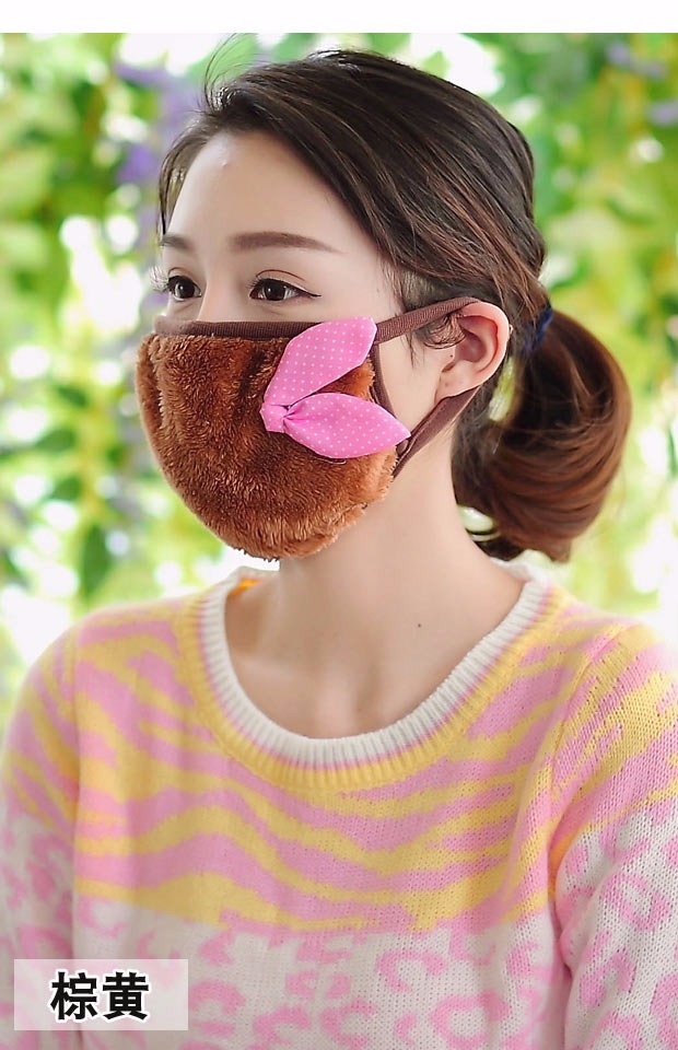 韩国时尚纯棉可爱口罩女蕾丝层 骑行冬天保暖