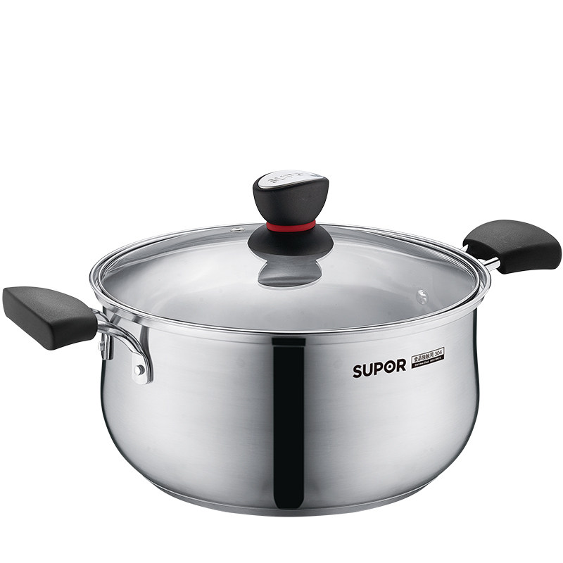 Small red circle stainless steel soup pot 22CM household kitchen induction cooker gas universal HOT crazy promotion direct sales