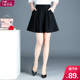 Black lace pleated skirt short hem skirt women's spring skirt a line elastic waist skirt petite
