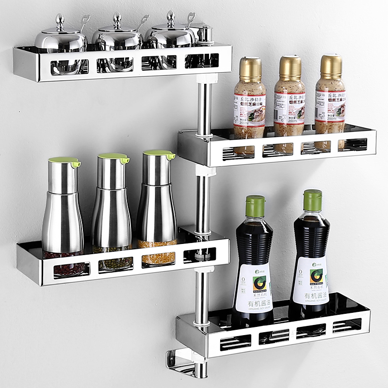 Positive Hill Rotary Kitchen Shelve Bathroom Pendant 304 Stainless Steel Dressing Room Wall-mounted Storage storage seasoning