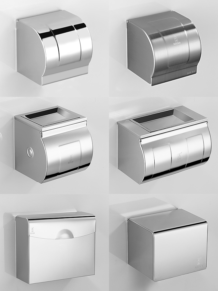 Non-perforated toilet paper box Toilet suction powder room waterproof household toilet tissue box holder 304 stainless steel