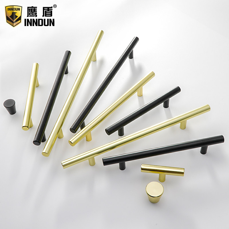 Eagle Shield lengthened black handle drawer cabinet Nordic round single hole light luxury gold modern minimalist wardrobe door handle