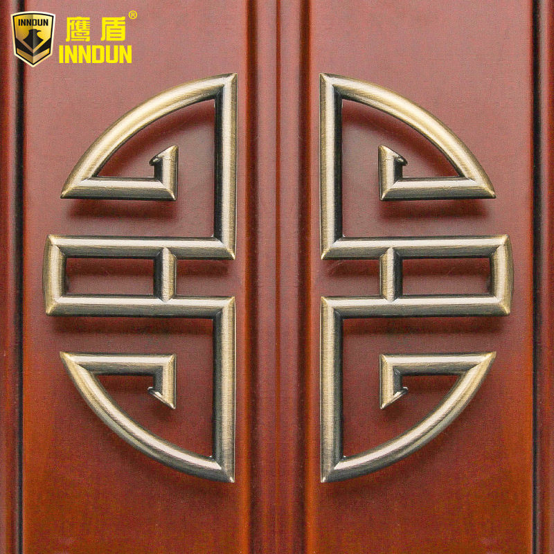 Chinese classical semi-circular hand-in-hand green bronze drawer cabinet door pull hand-in-hand European antique wardrobe overall cabinet handle