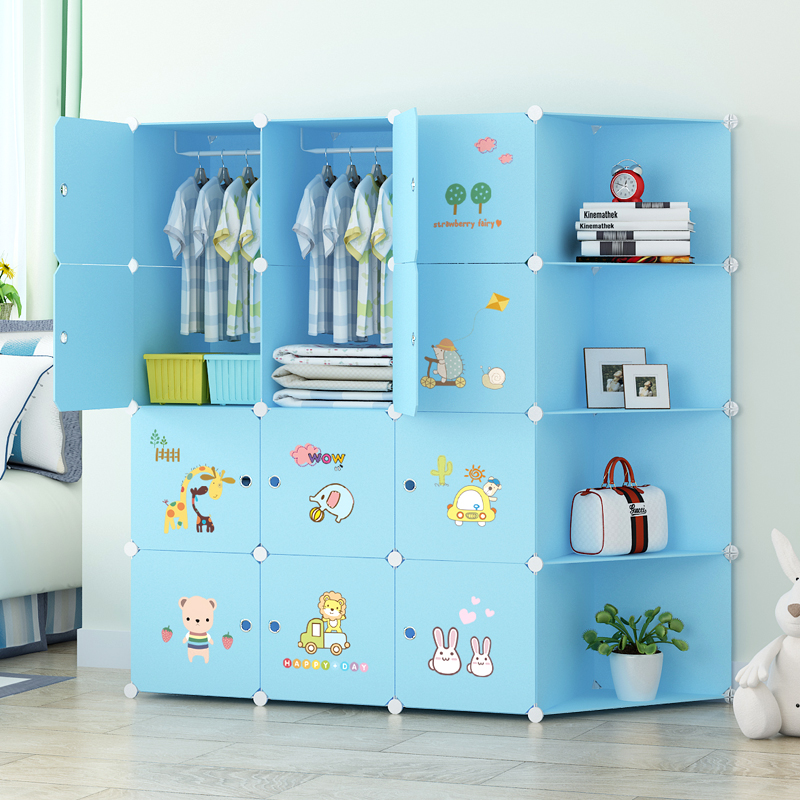 Simple Children Wardrobe Rental Home Bedroom Cloth Art Plastic Cloth Baby Brief Modern Containing Hang Assembly Closet