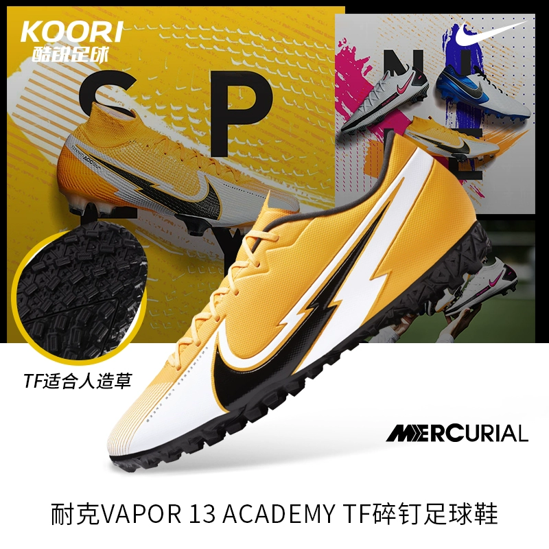 Nike Nike VAPOR 13 ACADEMY TF gãy đinh giày đá bóng nam sân cỏ AT7996-801 - Giày bóng đá